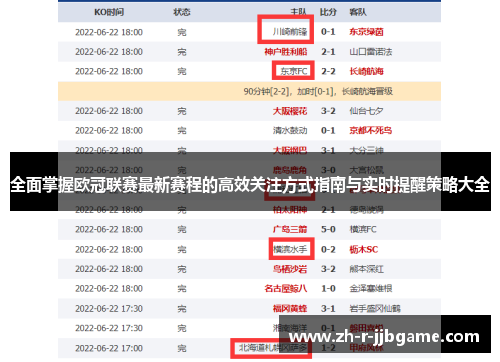 全面掌握欧冠联赛最新赛程的高效关注方式指南与实时提醒策略大全